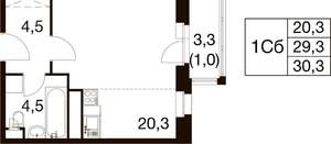 Студия квартира, вторичка, 30м2, 3/17 этаж