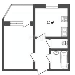 1-к квартира, вторичка, 38м2, 9/17 этаж