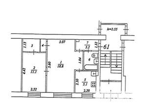 2-к квартира, вторичка, 44м2, 1/5 этаж
